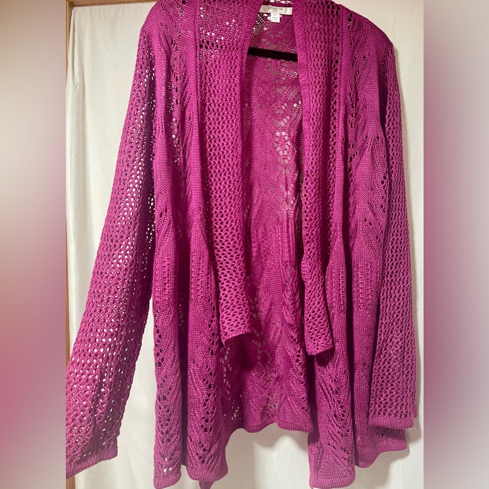 Liz Claiborne Pink Cable Knit Cardigan Sweater